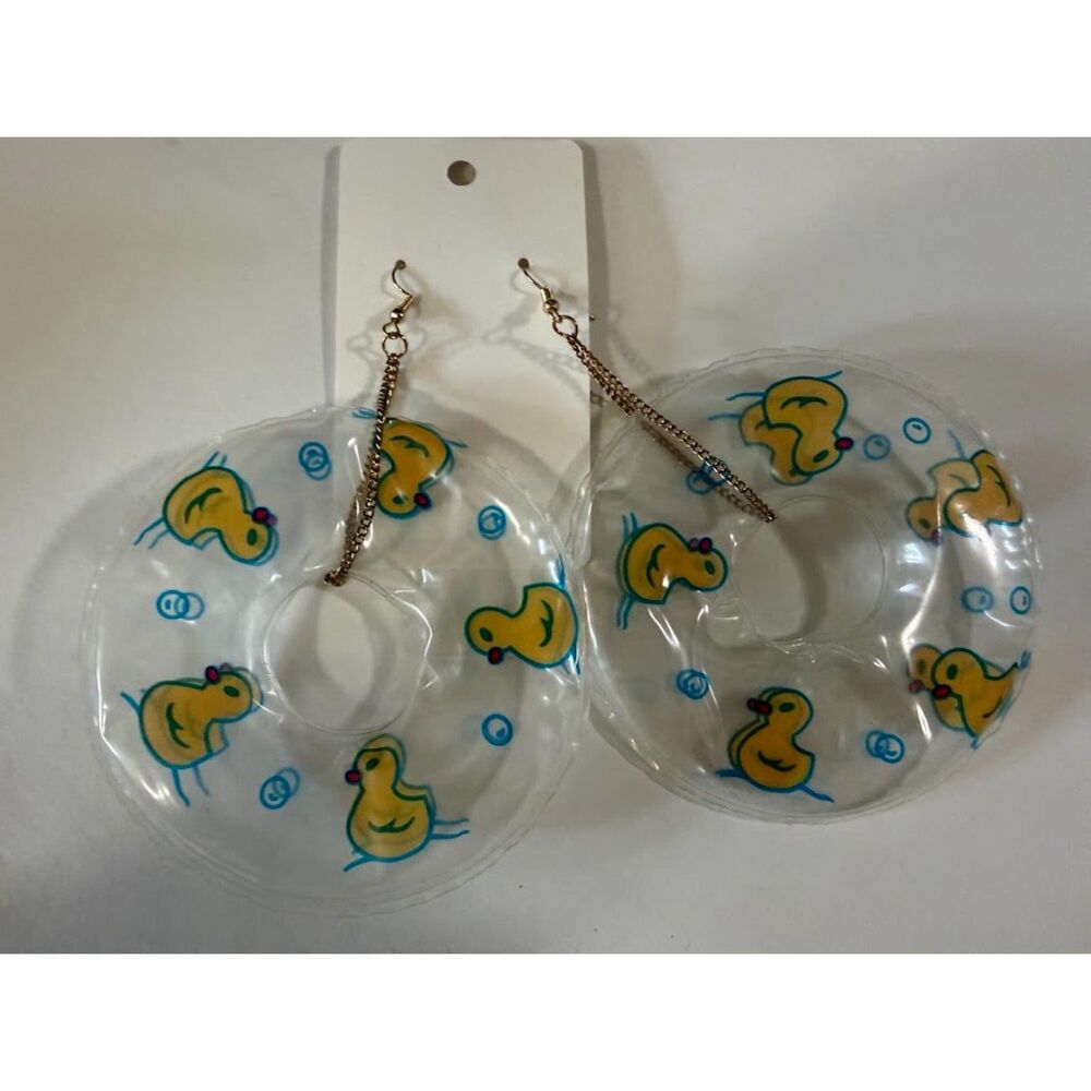 Rubber Ducky Inflated Tube Tassel Drop Earrings